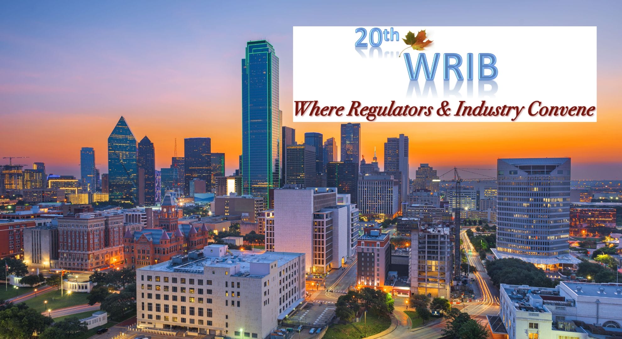 WRIB event logo with Dallas, TX view